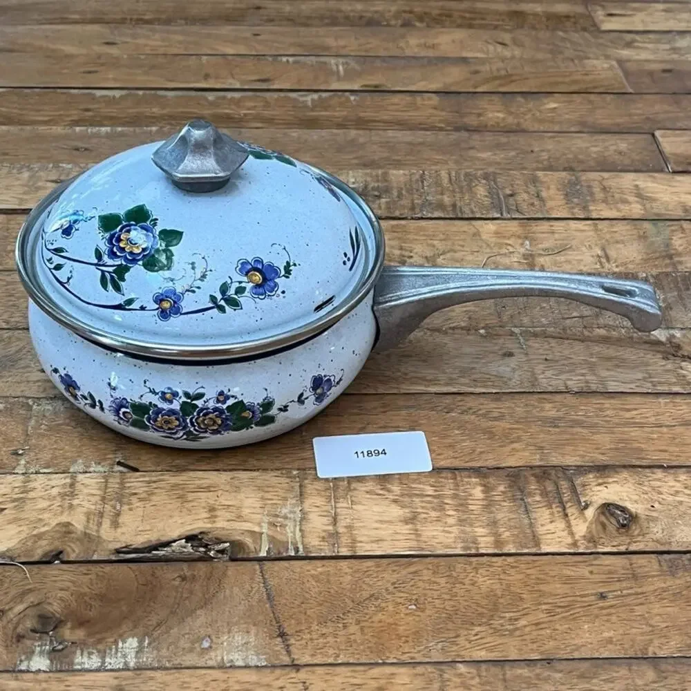 Vintage Asta Germany Enamel Cookware Saucepan t 6.5